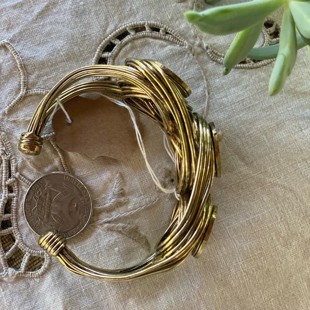 Vintage bracelet Napier-like cuff gold wire wrap woven‎ Black enamel- estate